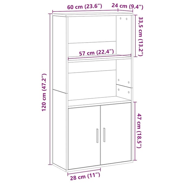 vidaXL Bokhylle røkt eik 60x24x120 cm konstruert tre