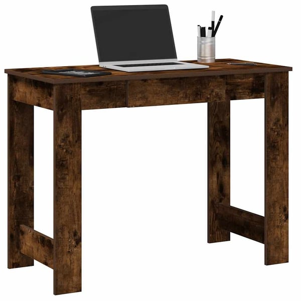 vidaXL skrivebord 100x45x75 cm konstrueret træ røget egetræsfarve