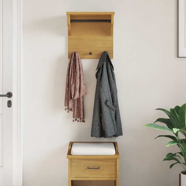 vidaXL Veggmontert knaggrekke SANDNES 43x30x42 cm heltre furu
