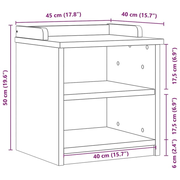 vidaXL Gangbenk SANDNES hvit 45x40x50 cm heltre furu