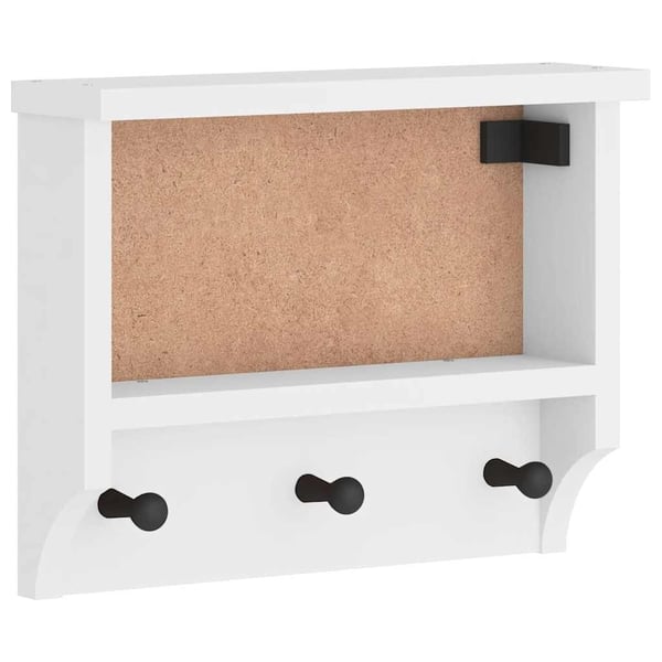 vidaXL væghængt knagerække SANDNES 45x12x35 cm massivt fyrretræ hvid