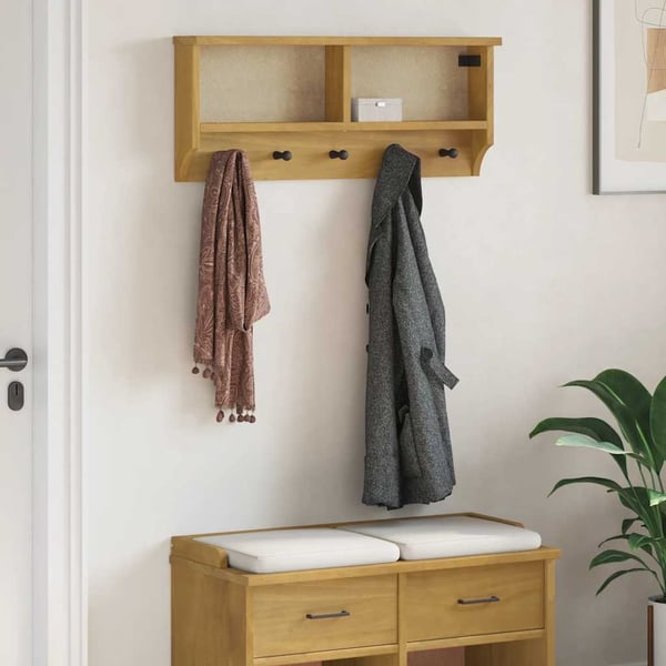vidaXL Veggmontert knaggrekke SANDNES 87x12x35 cm heltre furu
