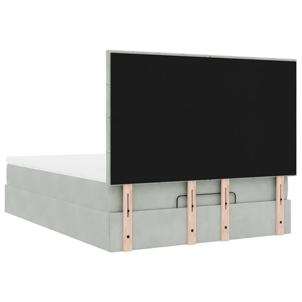 vidaXL Ottoman sängram med madrasser ljusgrå 140x200 cm sammet