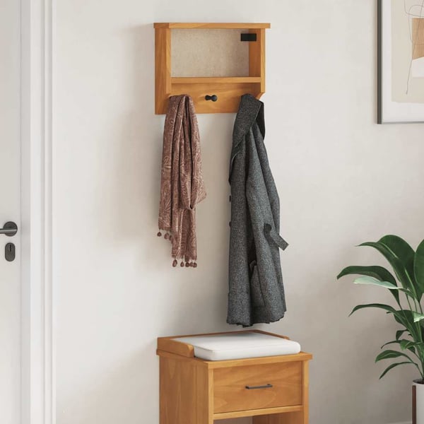 vidaXL Veggmontert knaggrekke SANDNES 45x12x35 cm heltre furu