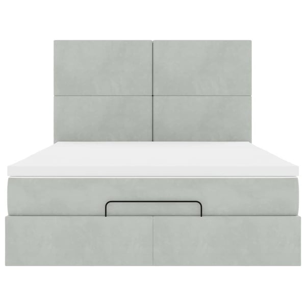 vidaXL osmannisk sengeramme med madrasser 140x200 cm fløjl lysegrå