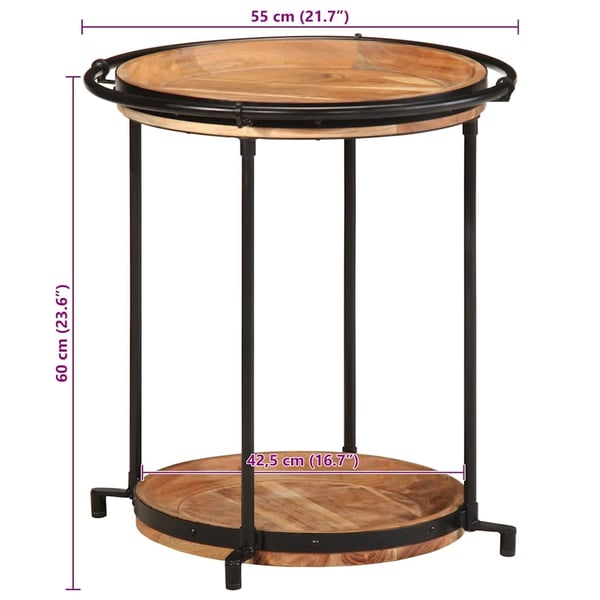 vidaXL sidebord Ø55x60 cm massivt akacietræ