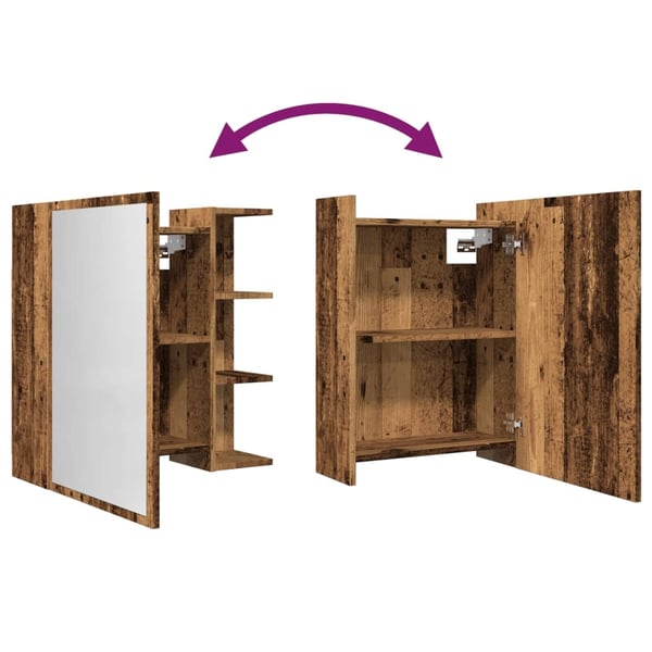 vidaXL Speilskap til baderom gammelt tre 62,5x20,5x64cm konstruert tre