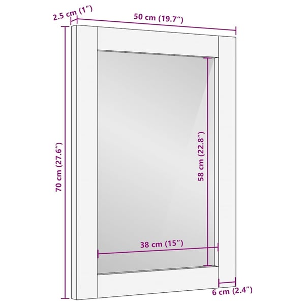 vidaXL Badrumsspegel brun 50x70x2,5 cm massivt trä mango