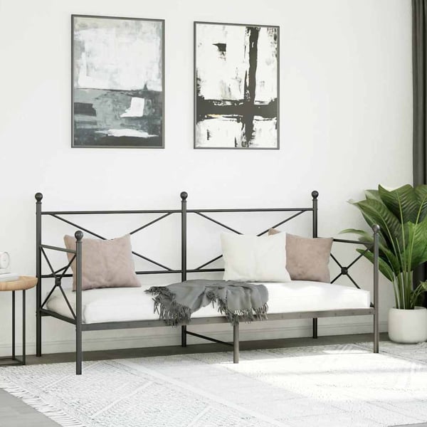 vidaXL Dagseng uten madrass svart 75x190 cm stål