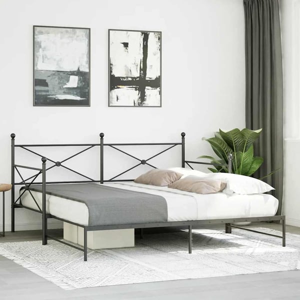 vidaXL Dagbädd med rull utan madrass svart 107x203 cm stål