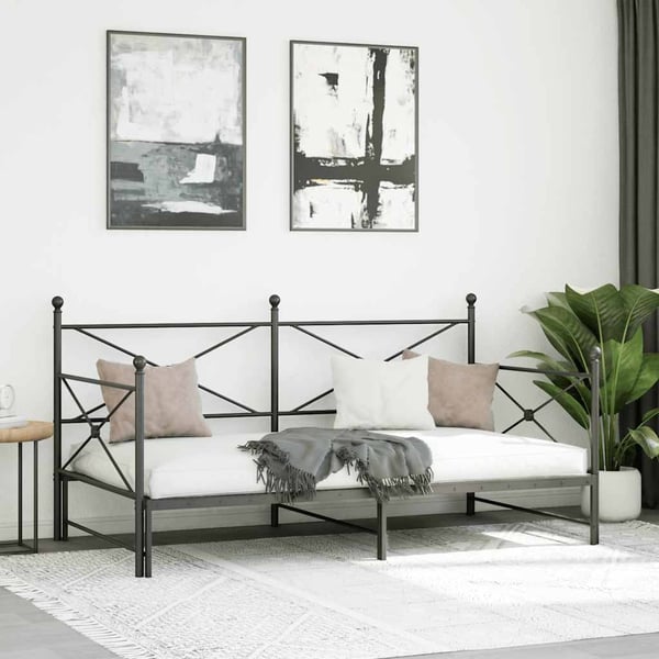 vidaXL Dagbädd med rull utan madrass svart 107x203 cm stål