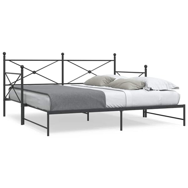 vidaXL Dagbädd med rull utan madrass svart 107x203 cm stål