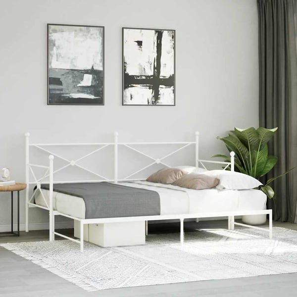 vidaXL Dagseng med trille uten madrass hvit 90x200 cm stål