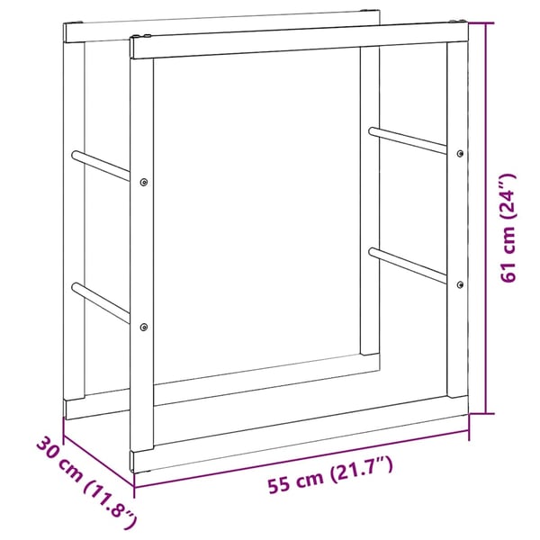 vidaXL Vedstativ svart 55x30x61 cm stål