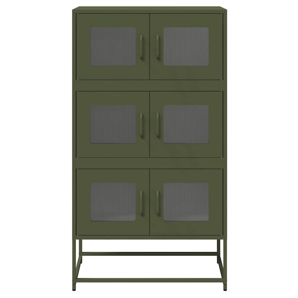 vidaXL Highboard olivengrønn 68x39x123 cm stål