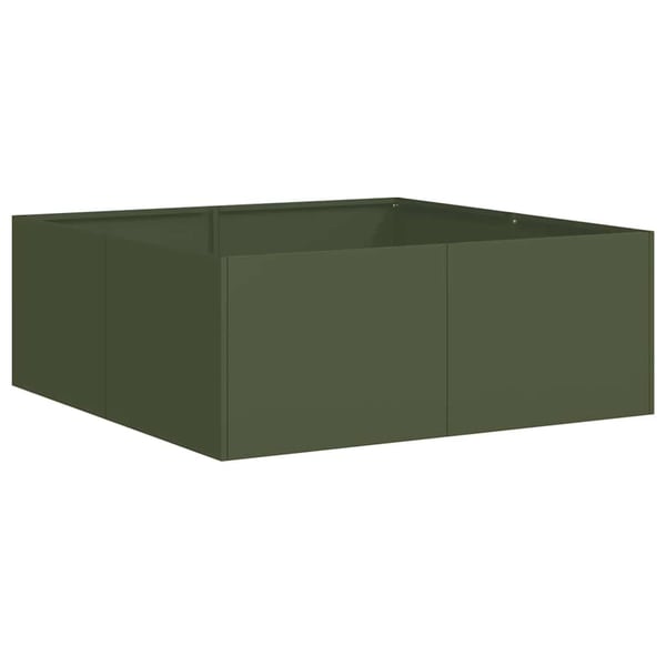 vidaXL Plantekasse olivengrønn 80x80x30 cm stål