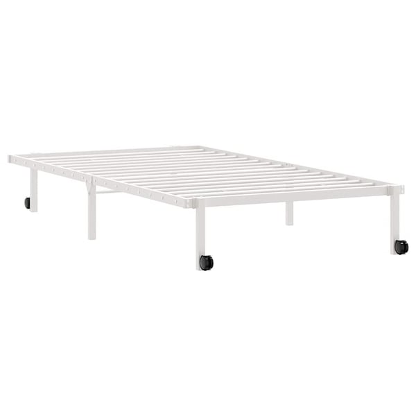 vidaXL Sengeramme uten madrass sammenleggbar hvit 100x190 cm stål