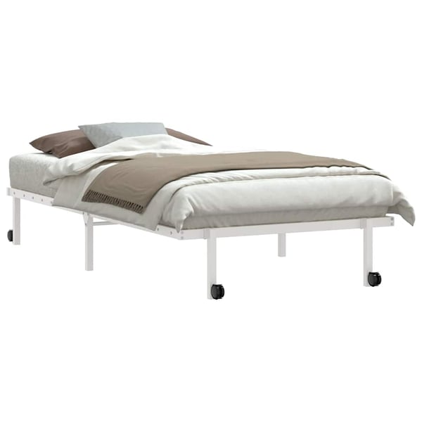 vidaXL Sengeramme uten madrass sammenleggbar hvit 100x190 cm stål