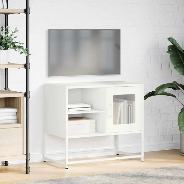 vidaXL TV-benk hvitt 68x39x60,5 cm stål