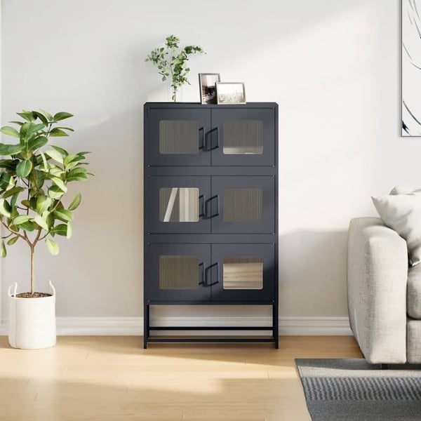 vidaXL Highboard antrasitt 68x39x123 cm stål