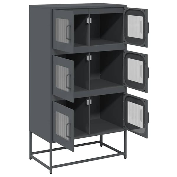 vidaXL Highboard antrasitt 68x39x123 cm stål
