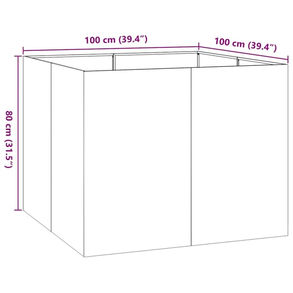 vidaXL Plantekasse antrasitt 100x100x80 cm stål