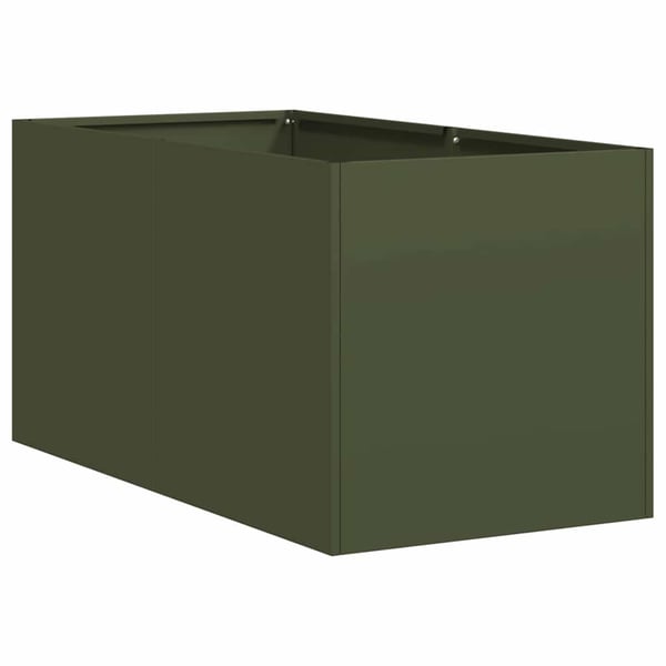 vidaXL Plantekasse olivengrønn 40x80x40 cm kaldvalset stål