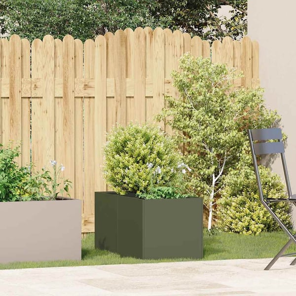vidaXL Plantekasse olivengrønn 40x80x40 cm kaldvalset stål