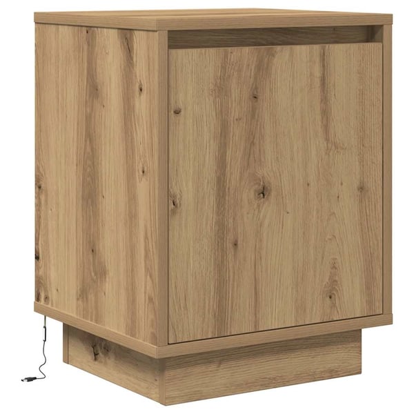 vidaXL Nattbord med LED 2 stk artisan eik 38x34x50 cm