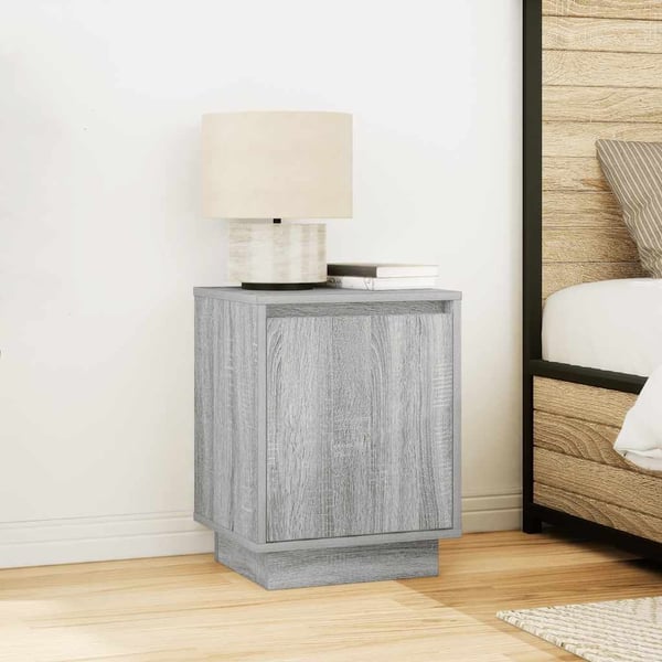 vidaXL Nattskap med LED-lys 2 stk grå sonoma 38x34x50 cm