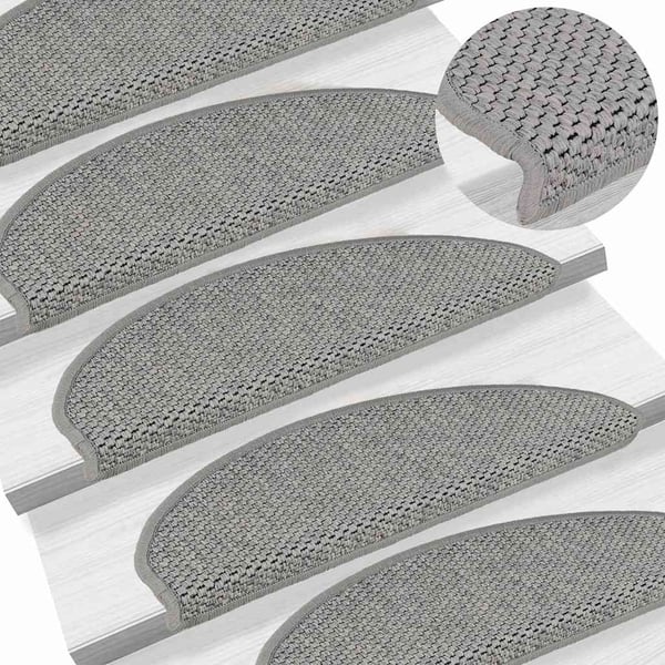 vidaXL Selvklebende trappematter sisal 30 stk 65x21x4 cm sølv