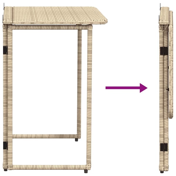 vidaXL Sammenleggbart hagebord beige 90x51x75 cm polyrotting