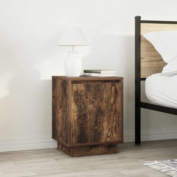 vidaXL Nattskap med LED-lys 2 stk røkt eik 38x34x50 cm