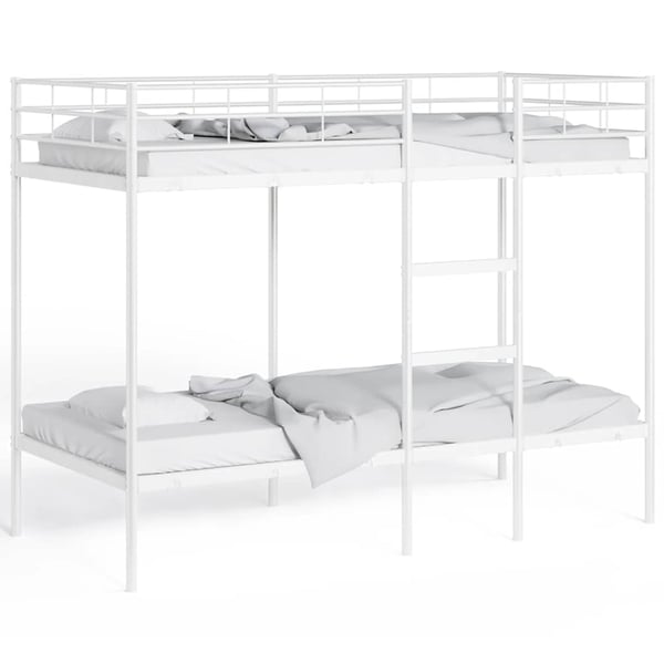 vidaXL Køyeseng uten madrass hvit 75x190 cm stål