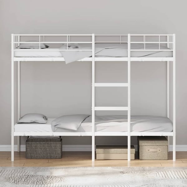 vidaXL Køyeseng uten madrass hvit 75x190 cm stål