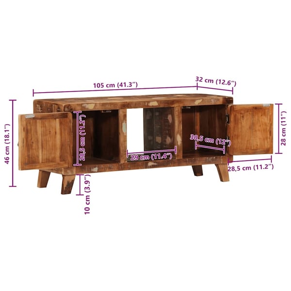 vidaXL TV-benk 105x46x32 cm gjenvunnet heltre