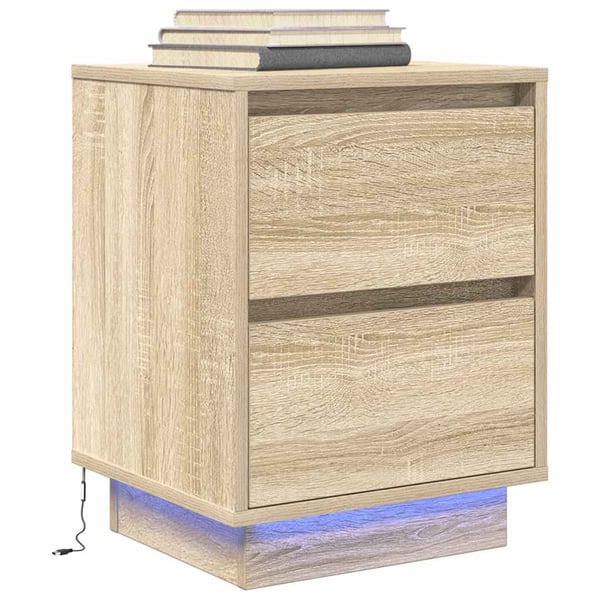 vidaXL Nattskap med LED-lys 2 stk sonoma eik 38x34x50 cm