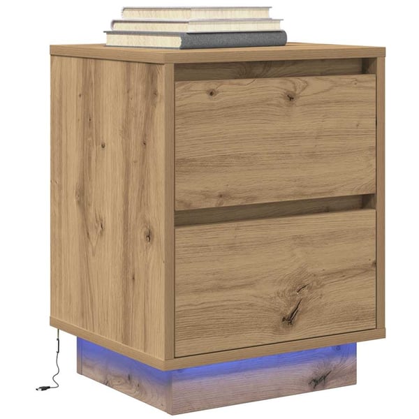 vidaXL Nattbord med LED 2 stk artisan eik 38x34x50 cm