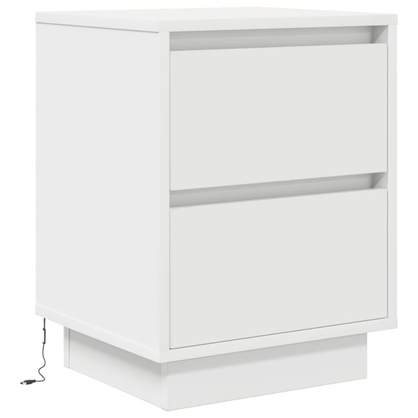 vidaXL Nattskap med LED-lys 2 stk hvit 38x34x50 cm