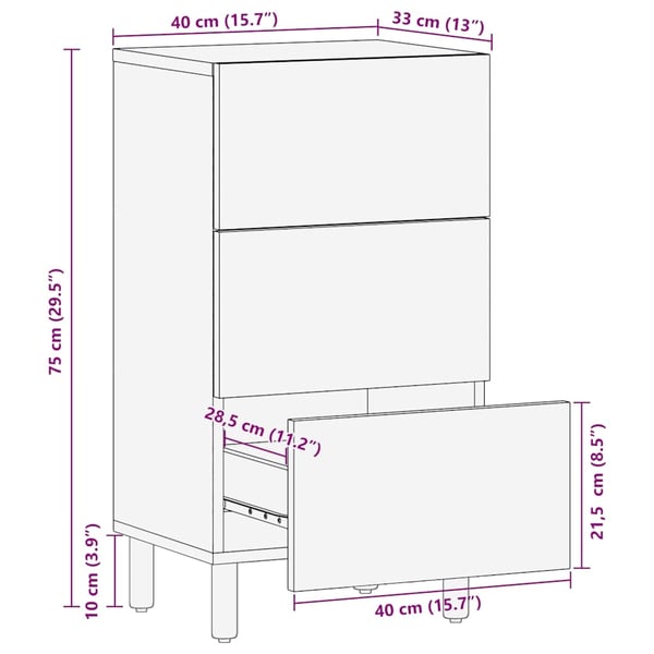 vidaXL Skjenk brun 40x33x75 cm heltre mango