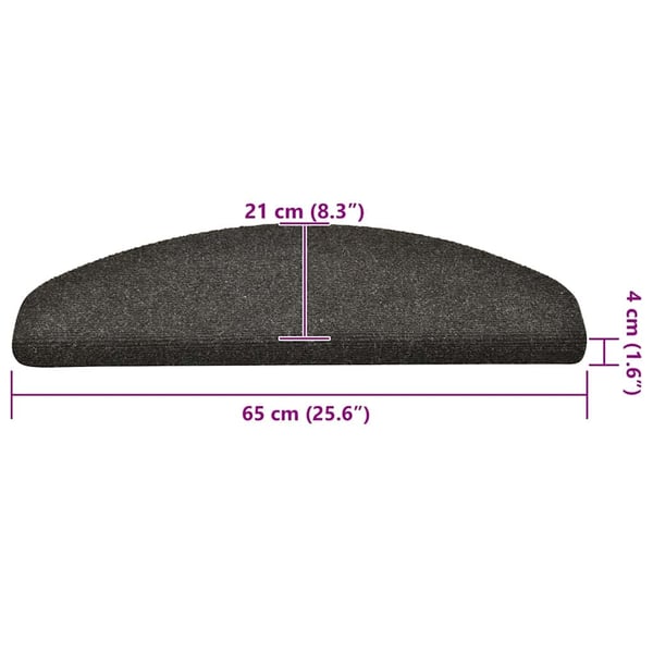 vidaXL Trappematter selvklebende 30 stk 65x21x4 cm antrasitt halvrund store