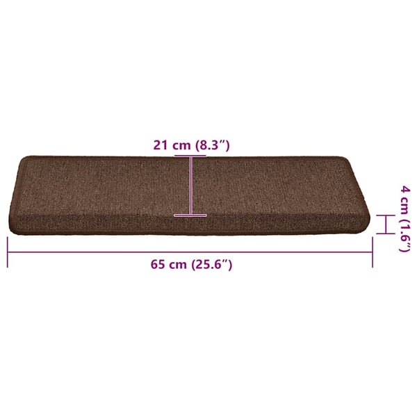 vidaXL Trappematter 30 stk 65x21x4 cm kaffebrune rektangulære kanter