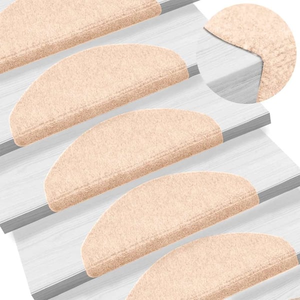 vidaXL Trappematter selvklebende 20 stk 65x21x4 cm lysebrun halvrund store