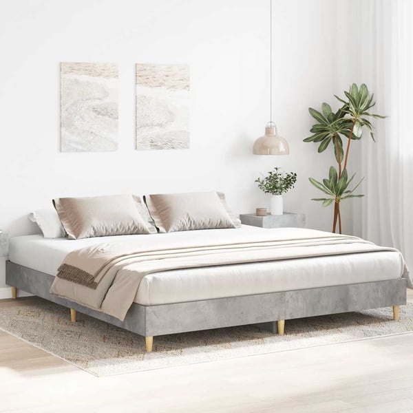 vidaXL Sengeramme uten madrass betonggrå 160x200 cm konstruert tre