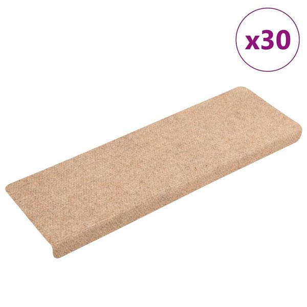 vidaXL Trappematter selvklebende 30 stk 65x21x4 cm lysebrun rektangulær kant