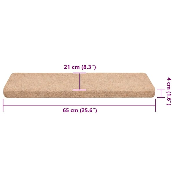 vidaXL Trappematter selvklebende 30 stk 65x21x4 cm lysebrun rektangulær kant