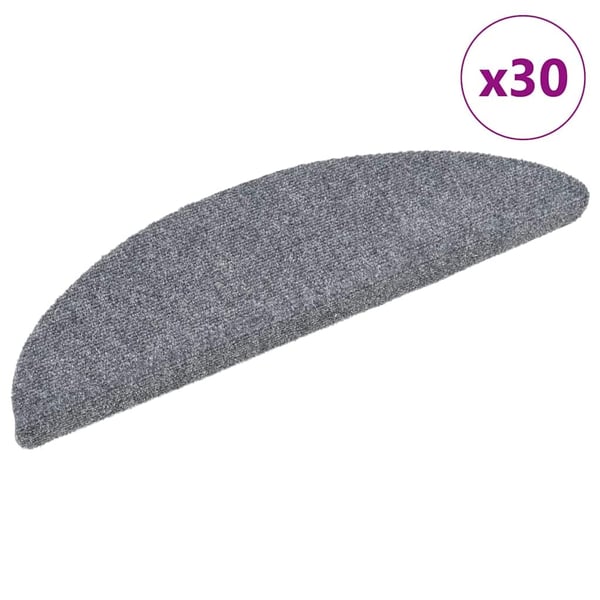 vidaXL Trappematter selvklebende 30 stk 56x17x3 cm lysegrå halvrund
