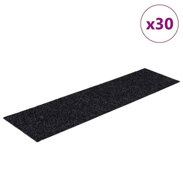vidaXL Trappematter selvklebende 30 stk 76x20 cm svarte rektangulære