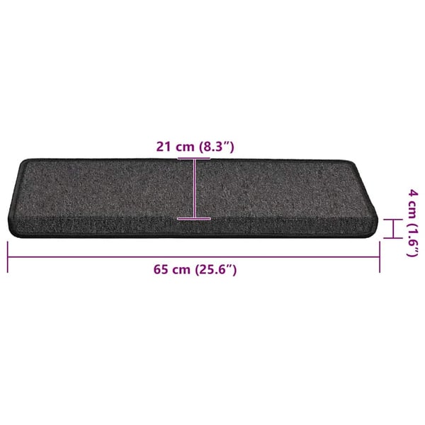 vidaXL Trappematter 30 stk 65x21x4 cm antrasitt rektangulær kant