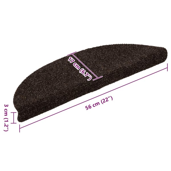 vidaXL trappemåtter selvklæbende 20 stk. 56x17x3 cm brune halvrunde
